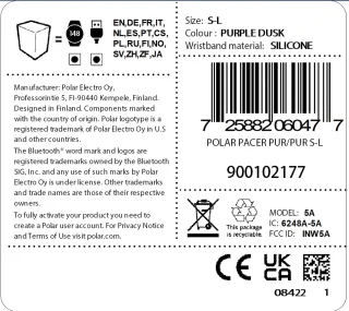 Polar Pacer GPS Hardloophorloge Purple Dusk S-L