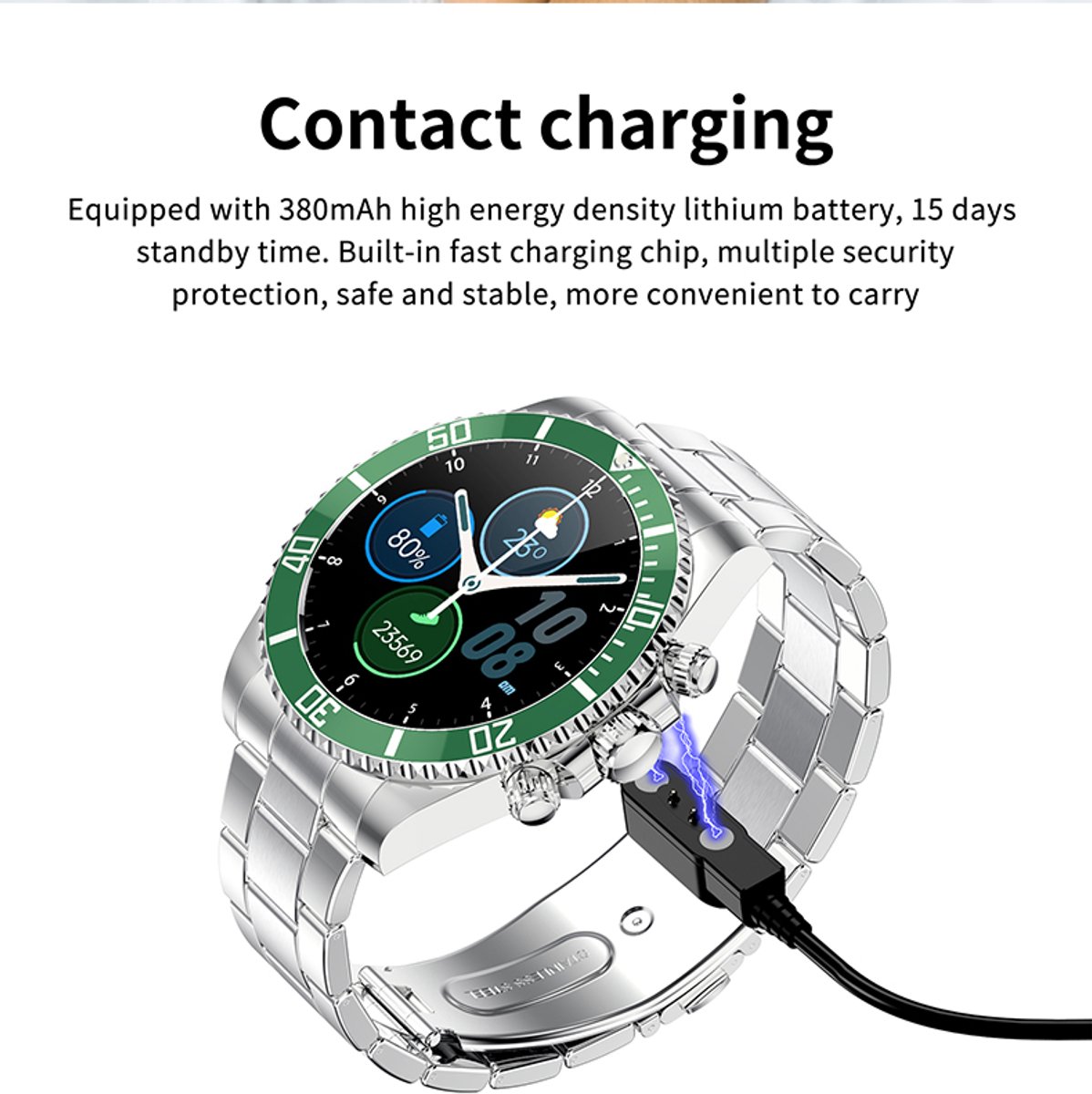 Pro-Care Excellent Quality Smartwatch 1.30 inch Zilver Zwarte Ring