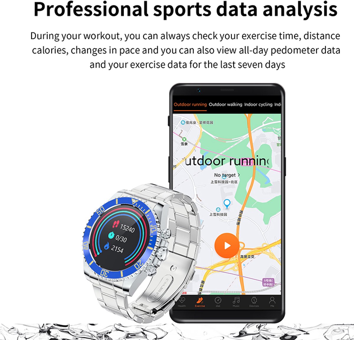 Pro-Care Excellent Quality Smartwatch 1.30 inch Zilver Zwarte Ring