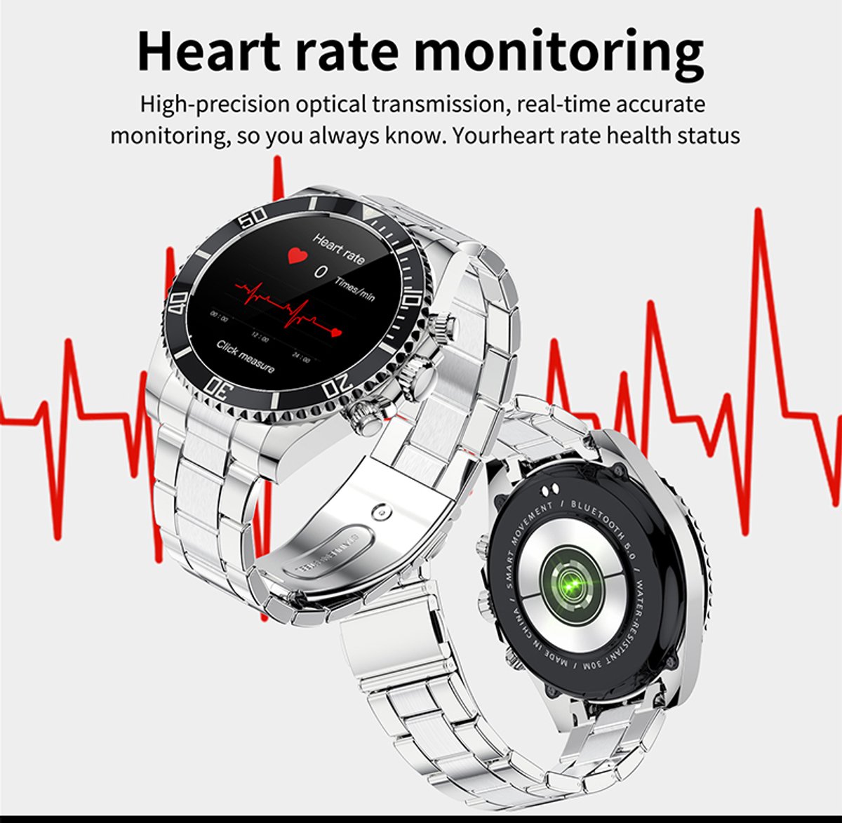 Pro-Care Excellent Quality Smartwatch 1.30 inch Zilver Zwarte Ring