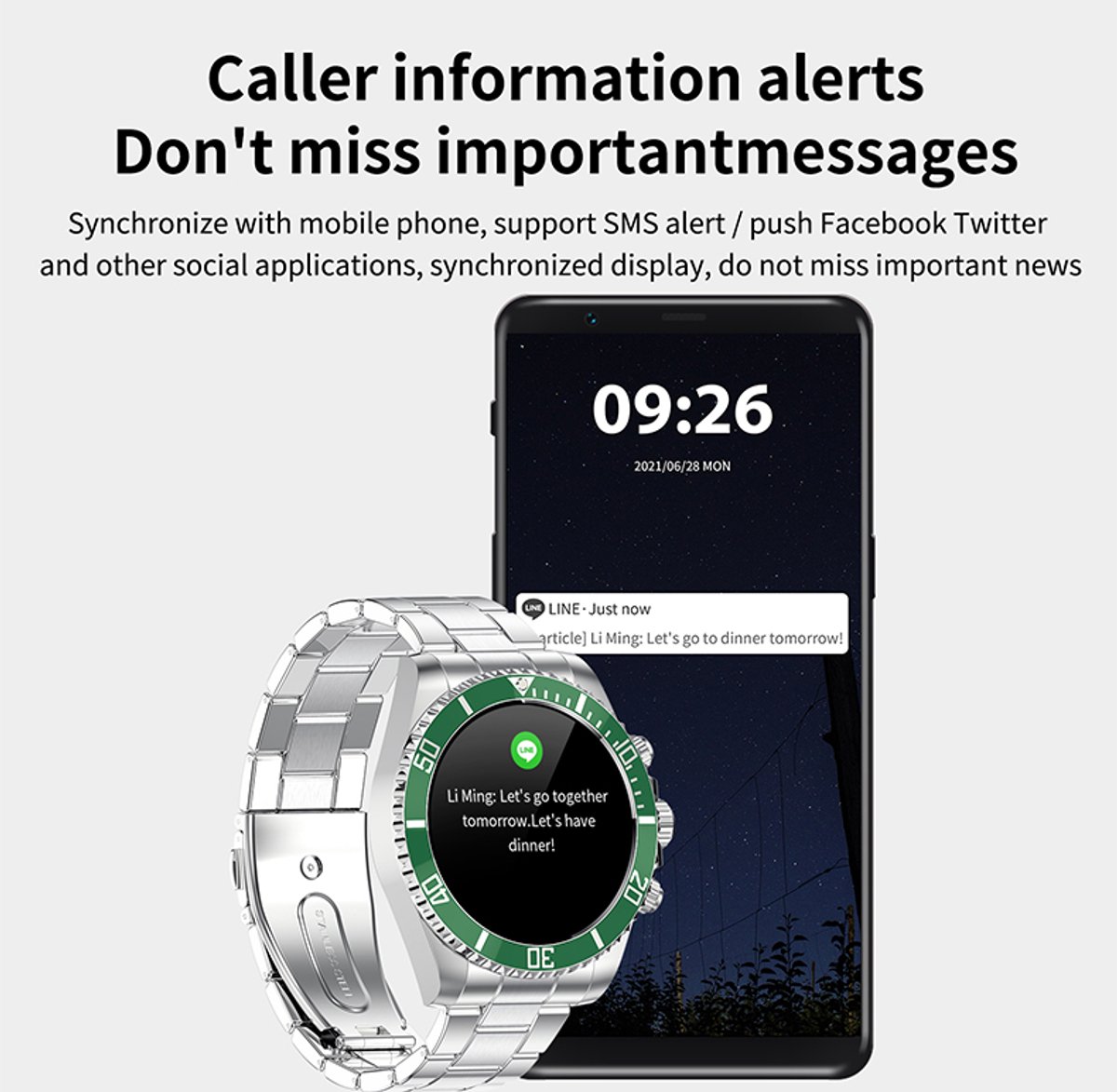 Pro-Care Excellent Quality Smartwatch 1.30 inch Zilver Zwarte Ring