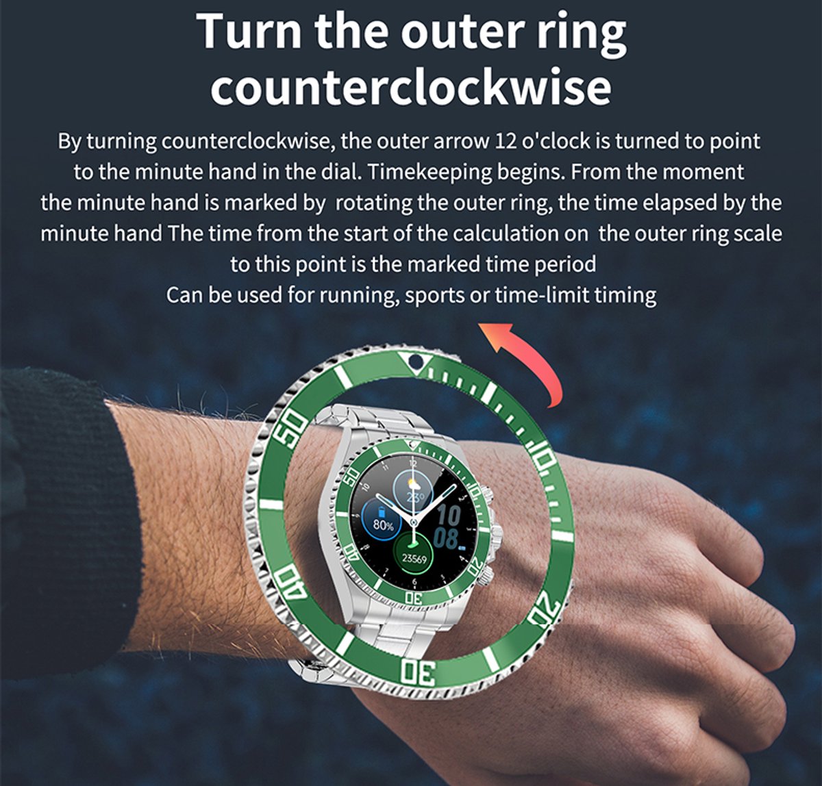 Pro-Care Excellent Quality Smartwatch 1.30 inch Zilver Zwarte Ring