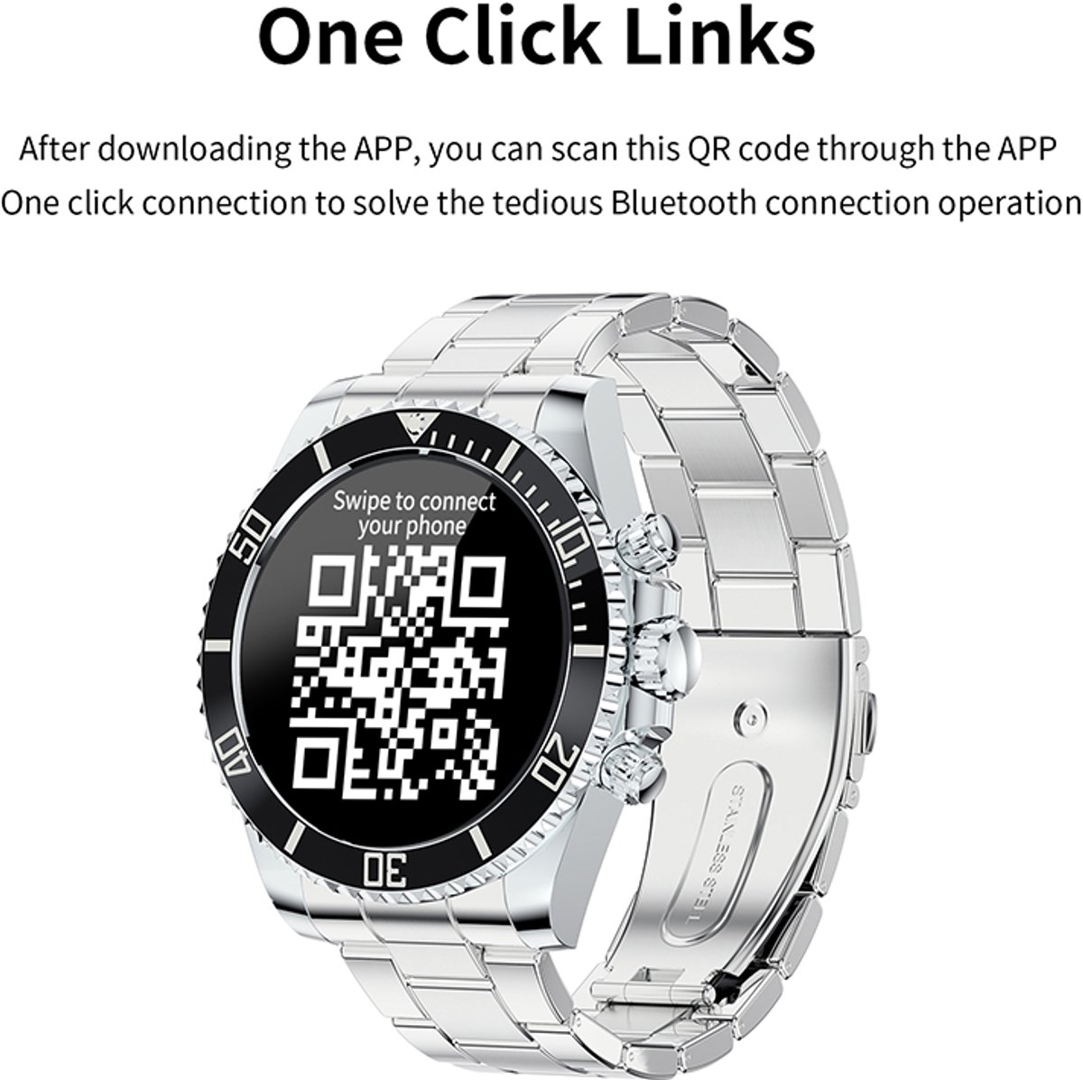 Pro-Care Excellent Quality Smartwatch 1.30 inch Zilver Zwarte Ring