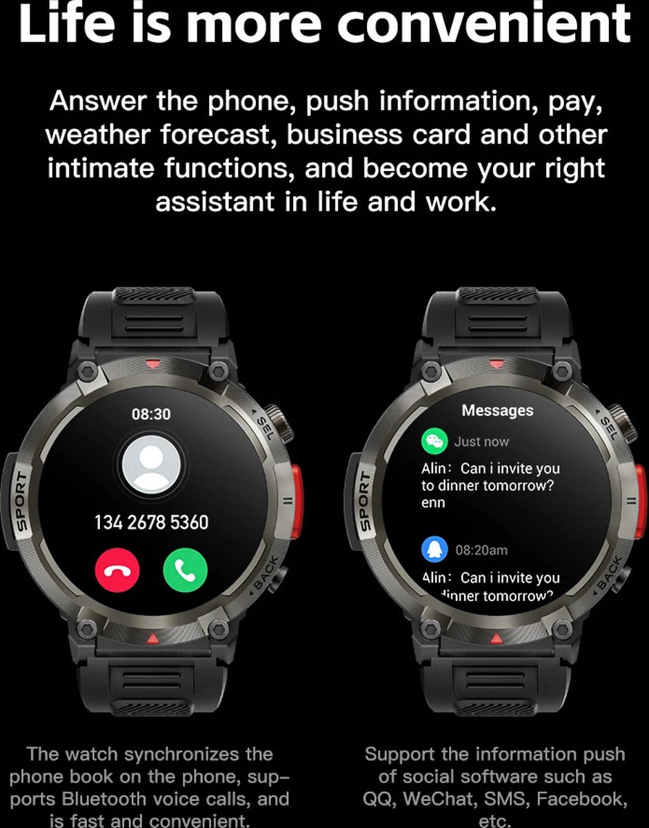 Pro-Care Excellent Quality Smartwatch 1.45" AMOLED zwart