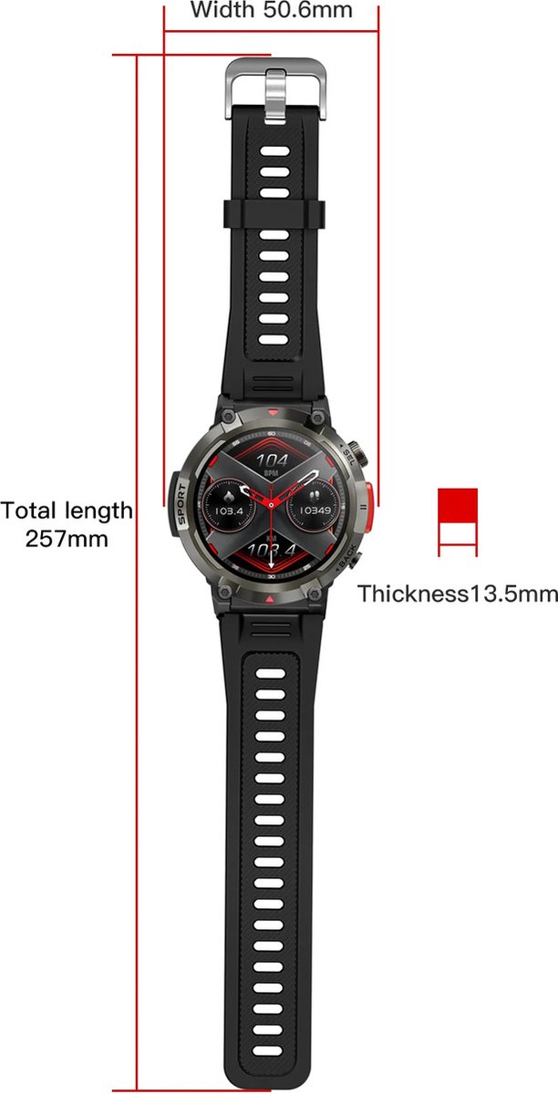 Pro-Care Excellent Quality Smartwatch 1.45" AMOLED zwart