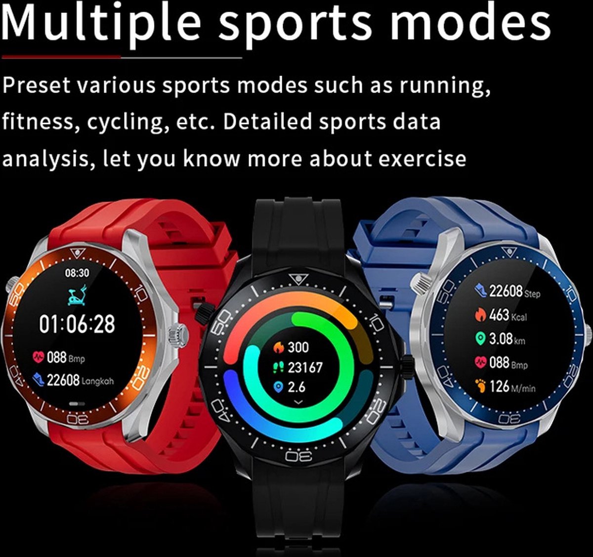Pro Care Excellent Quality Smartwatch 1.52 inch Zwart RVS Alu Case