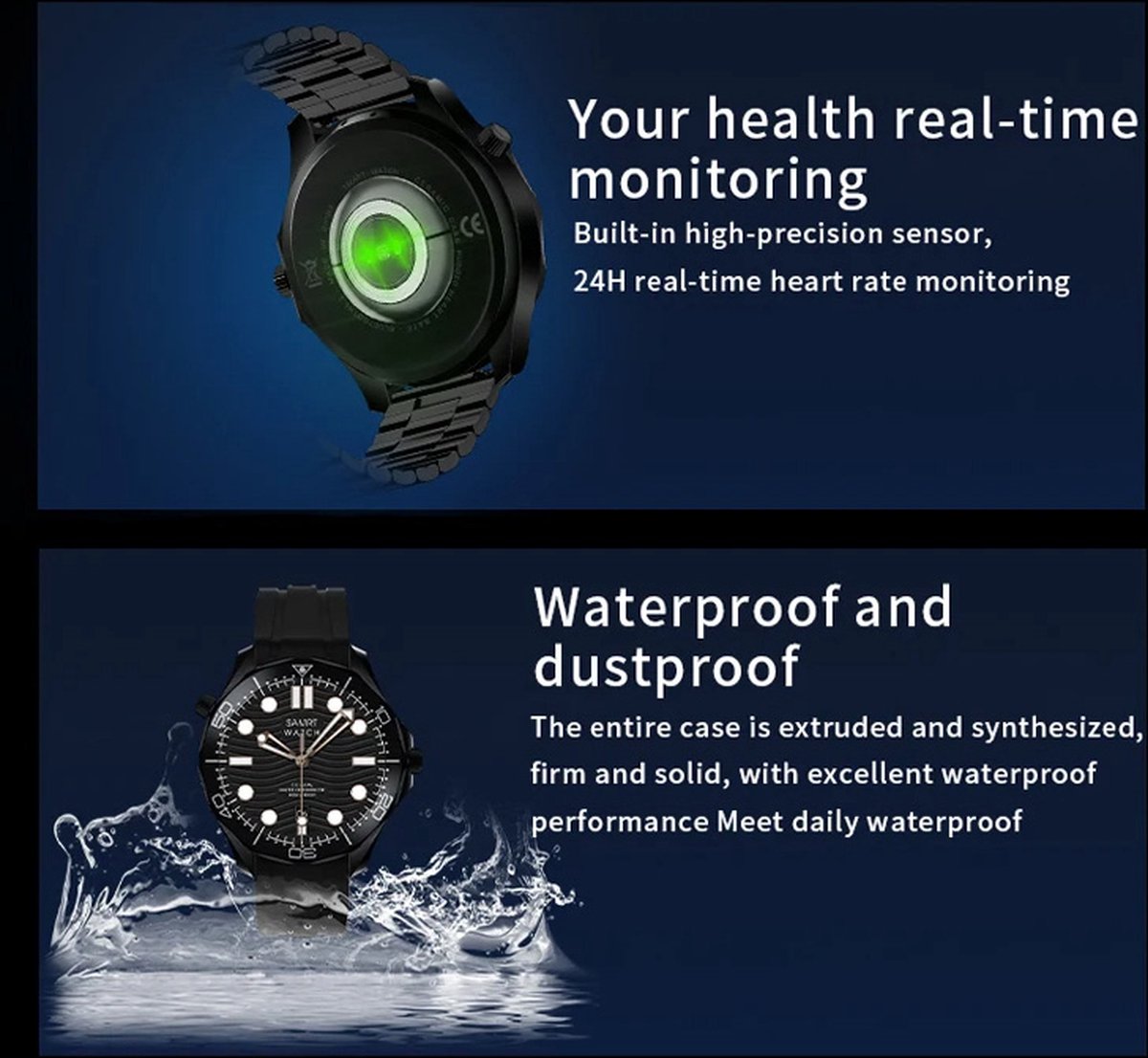 Pro Care Excellent Quality Smartwatch 1.52 inch Zwart RVS Alu Case