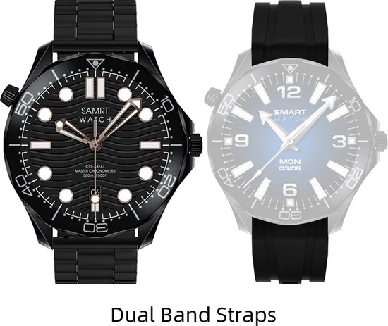 Pro Care Excellent Quality Smartwatch 1.52 inch Zwart RVS Alu Case