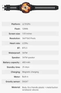 Pro-Care Excellent Quality Smartwatch 1.53 inch Zwart Rood