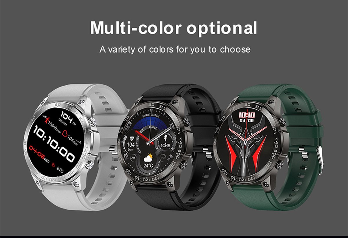 Pro Care Excellent Quality® Smartwatch Heren Dames TPU Groen Donker Zilver