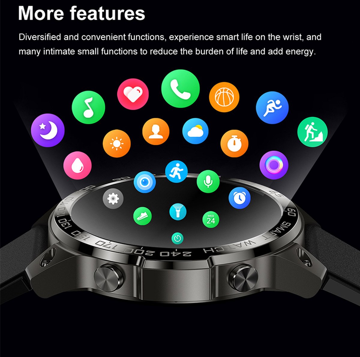 Pro Care Excellent Quality® Smartwatch Heren Dames TPU Groen Donker Zilver