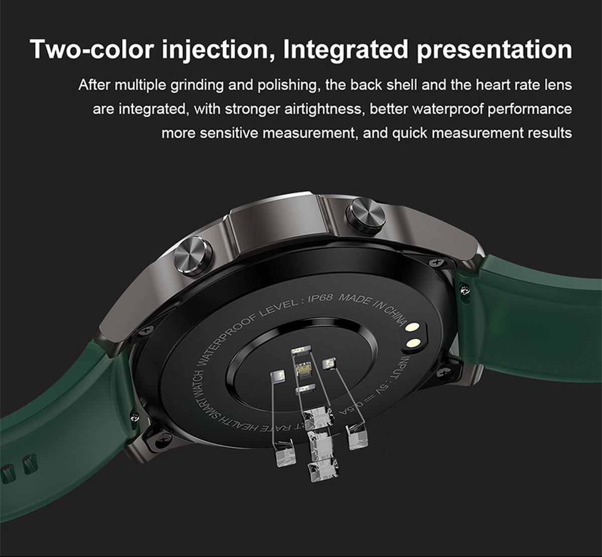 Pro Care Excellent Quality® Smartwatch Heren Dames TPU Groen Donker Zilver
