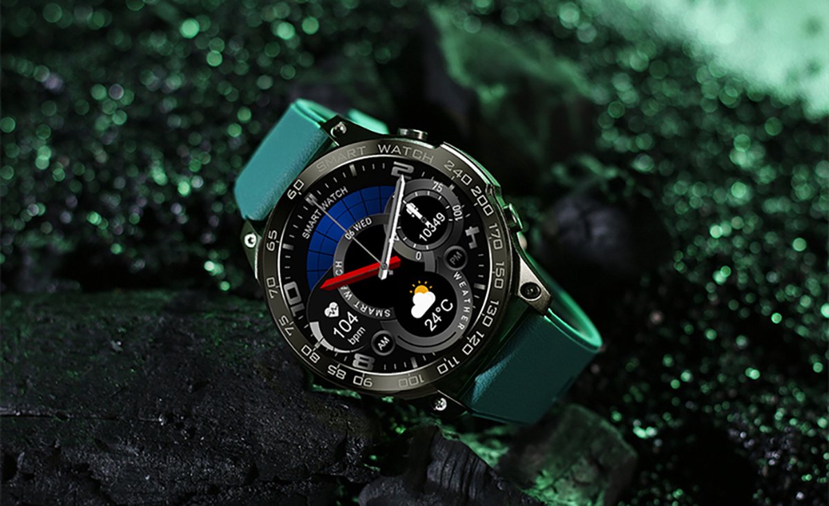Pro Care Excellent Quality® Smartwatch Heren Dames TPU Groen Donker Zilver