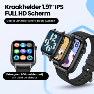 Protectly® GPS Horloge Kind Met Simkaart - 4G - SOS Alarm - Smartwatch Kinderen - GPS Tracker Kind - (Video)bellen - HD Camera - Whatsapp en SMS - Elke polsmaat - Bekijk Locatie Kind - Android en iOS - Incl. Simkaart & Screenprotector