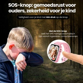 Protectly® GPS Horloge Kind Met Simkaart - 4G - SOS Alarm - Smartwatch Kinderen - GPS Tracker Kind - (Video)bellen - HD Camera - Whatsapp en SMS - Elke polsmaat - Bekijk Locatie Kind - Android en iOS - Incl. Simkaart & Screenprotector