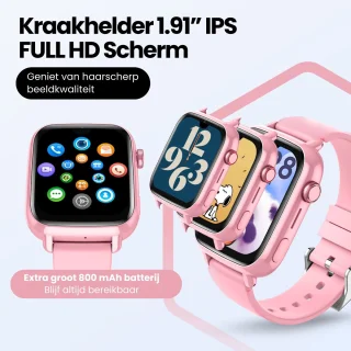Protectly® GPS Horloge Kind Met Simkaart - 4G - SOS Alarm - Smartwatch Kinderen - GPS Tracker Kind - (Video)bellen - HD Camera - Whatsapp en SMS - Elke polsmaat - Bekijk Locatie Kind - Android en iOS - Incl. Simkaart & Screenprotector