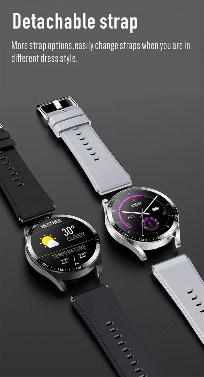 Qarano Viak Pro Smartwatch Zwart