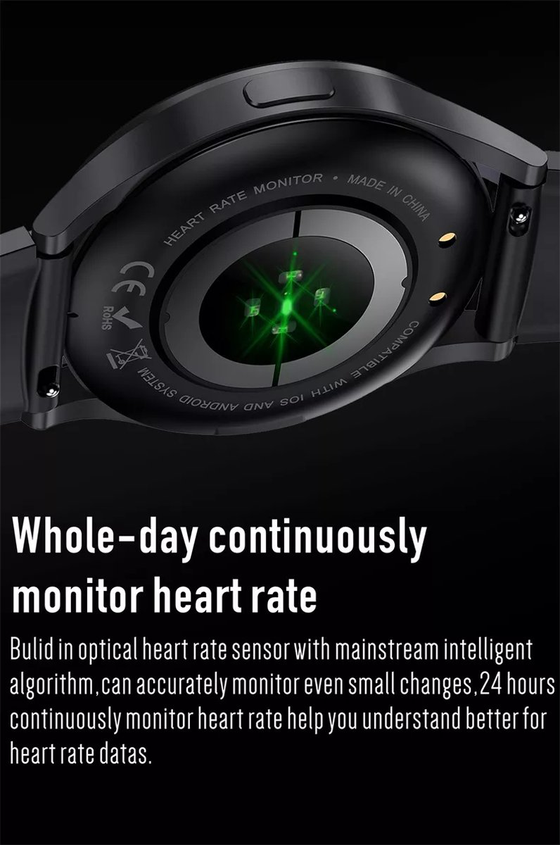 Qarano Viak Pro Smartwatch Zwart