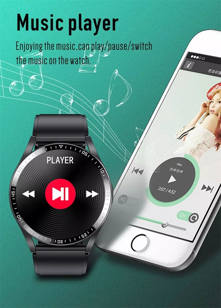 Qarano Viak Pro Smartwatch Zwart