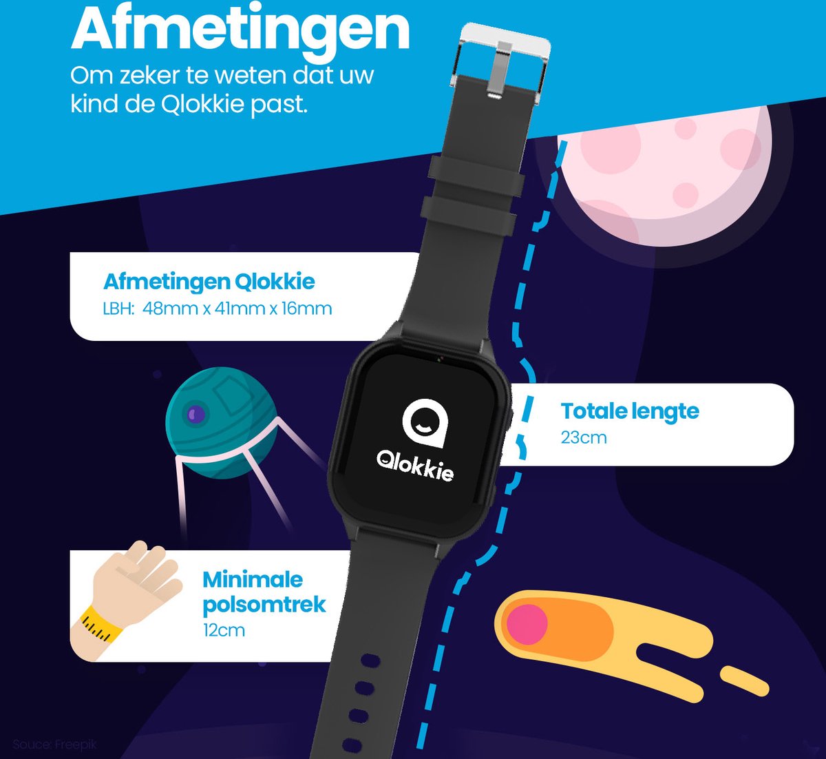 Qlokkie Kiddo 23 GPS horloge blauw