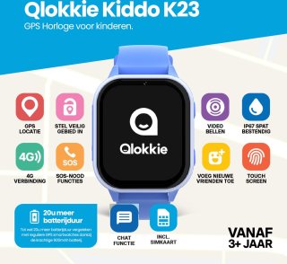 Qlokkie Kiddo 23 GPS horloge blauw