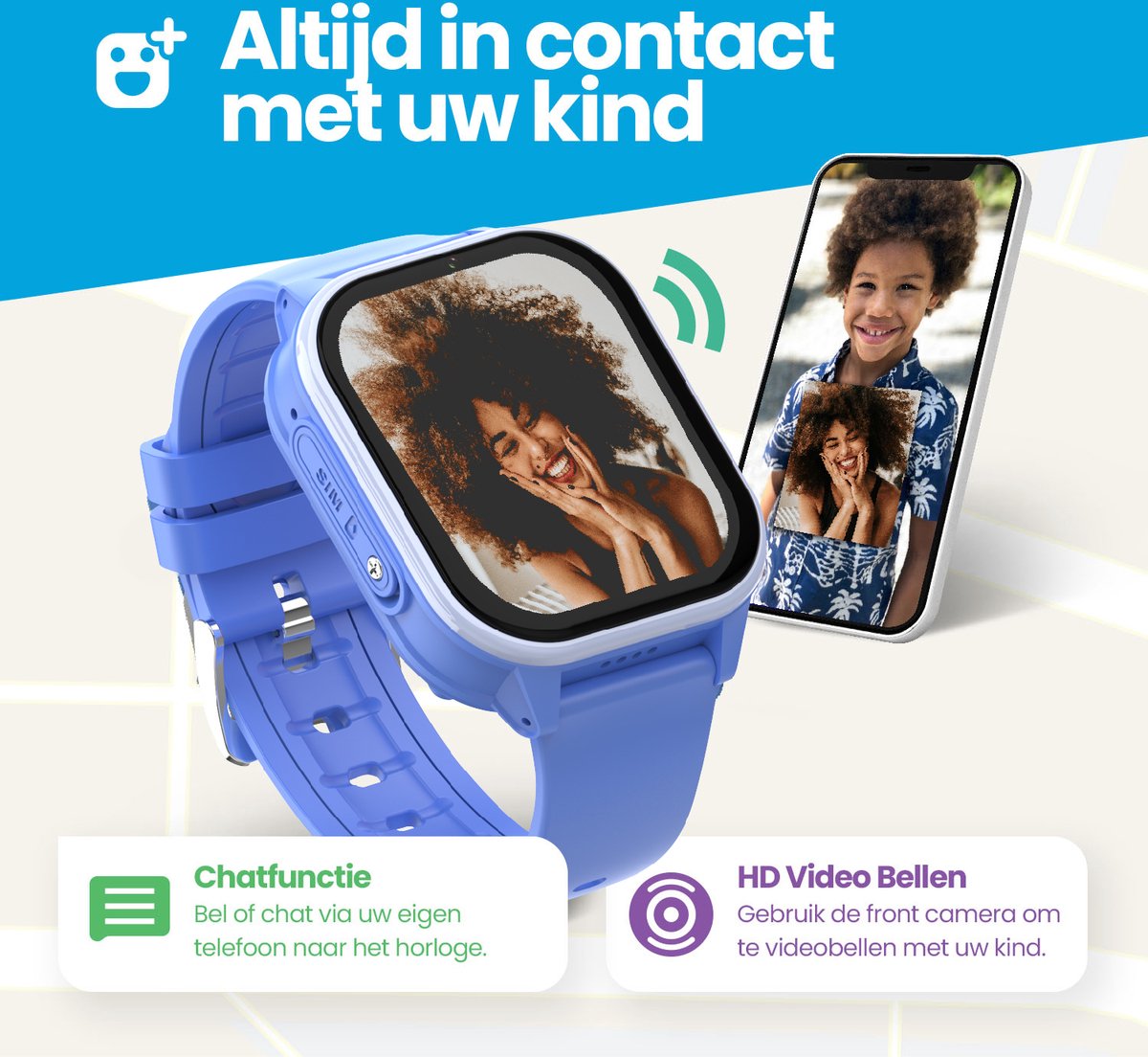 Qlokkie Kiddo 23 GPS horloge blauw