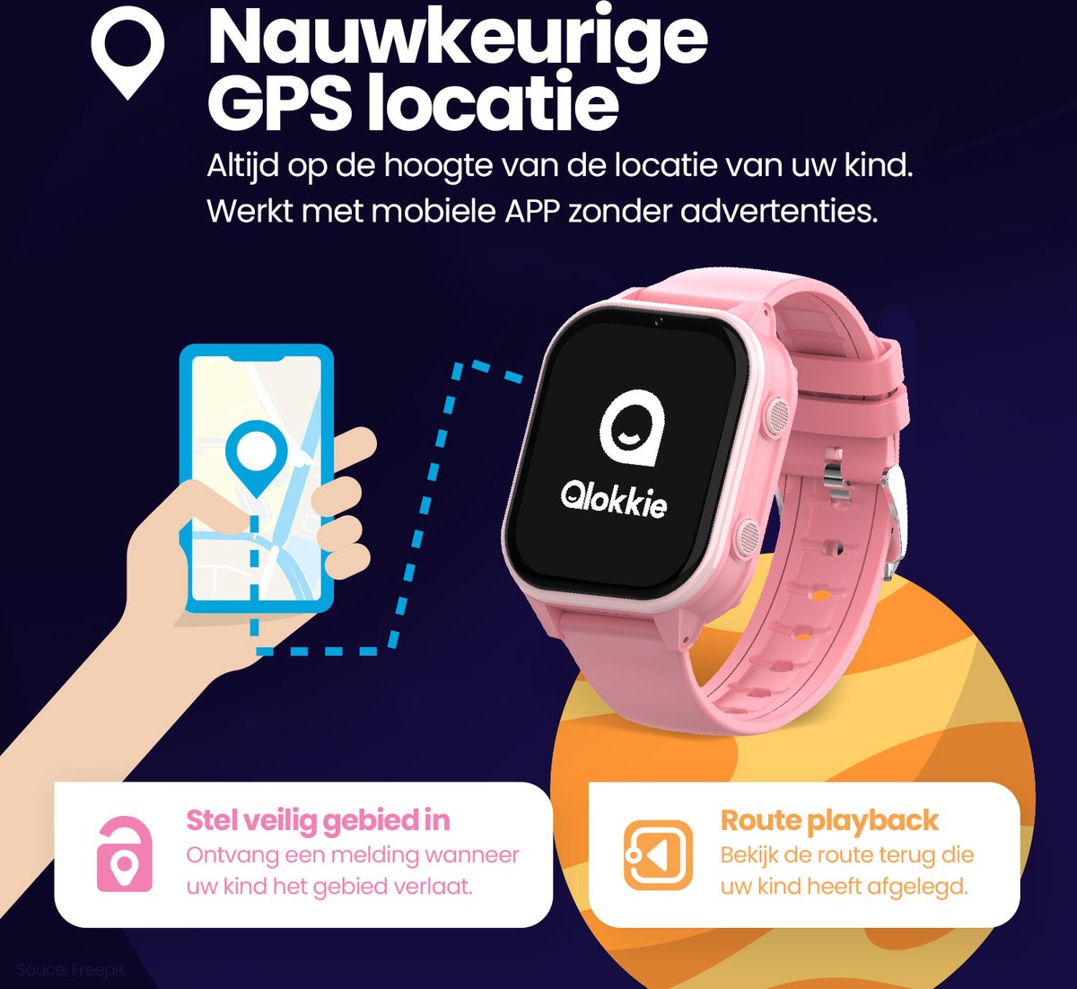 Qlokkie Kiddo 23 GPS horloge blauw