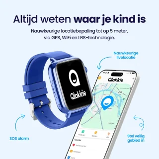 Qlokkie Kiddo Explore GPS horloge kind blauw