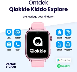 Qlokkie Kiddo Explore GPS Horloge Roze