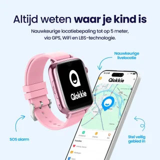 Qlokkie Kiddo Explore GPS Horloge Roze