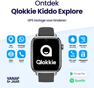 Qlokkie Kiddo Explore GPS Horloge Zwart