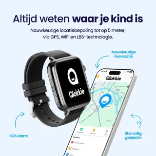 Qlokkie Kiddo Explore GPS Horloge Zwart