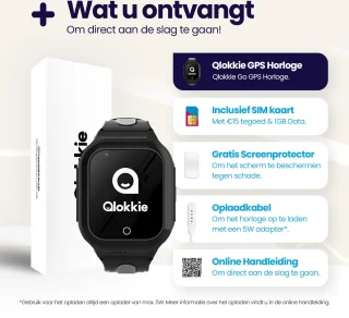 Qlokkie Kiddo GO GPS Horloge Kind Zwart