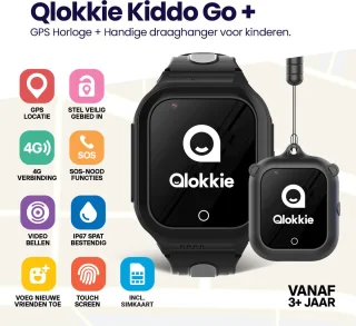 Qlokkie Kiddo GO PLUS GPS Horloge Kinder smartwatch Zwart