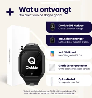 Qlokkie Kiddo GO PLUS GPS Horloge Kinder smartwatch Zwart