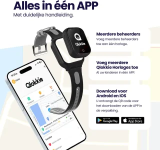 Qlokkie Kiddo GO PLUS GPS Horloge Kinder smartwatch Zwart