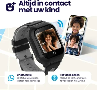 Qlokkie Kiddo GO PLUS GPS Horloge Kinder smartwatch Zwart