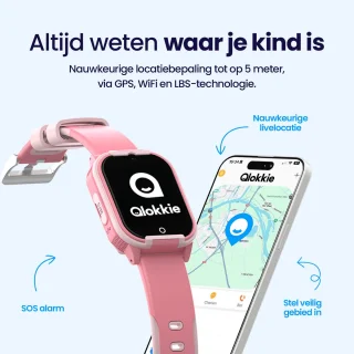 Qlokkie Kiddo Lite GPS horloge kind roze