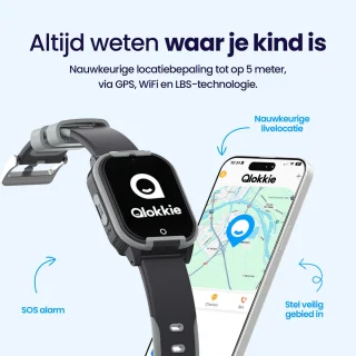 Qlokkie Kiddo Lite GPS Kinderhorloge Zwart