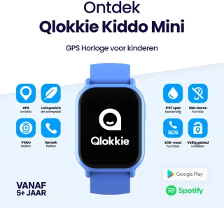 Qlokkie Kiddo Mini GPS horloge kind blauw
