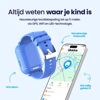 Qlokkie Kiddo Mini GPS horloge kind blauw