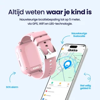 Qlokkie Kiddo Mini GPS Horloge Kind Roze