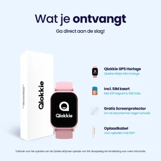Qlokkie Kiddo Mini GPS Horloge Kind Roze
