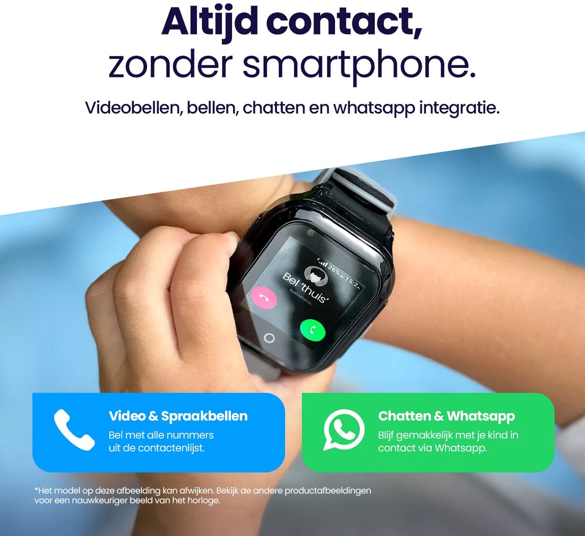 Qlokkie Kiddo Mini GPS Horloge Kind Zwart
