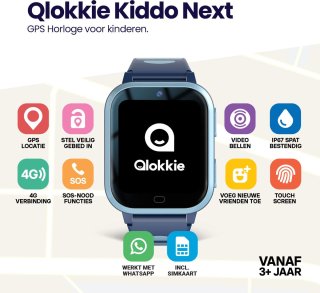 Qlokkie Kiddo Next GPS Horloge Kind Blauw