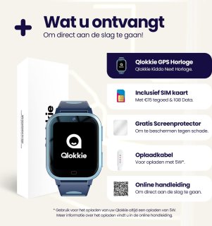 Qlokkie Kiddo Next GPS Horloge Kind Blauw