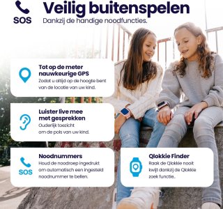 Qlokkie Kiddo Next GPS Horloge Kind Zwart