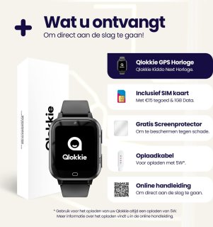 Qlokkie Kiddo Next GPS Horloge Kind Zwart
