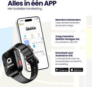 Qlokkie Kiddo Next GPS Horloge Kind Zwart