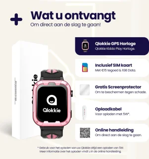 Qlokkie Kiddo Play GPS horloge kind roze